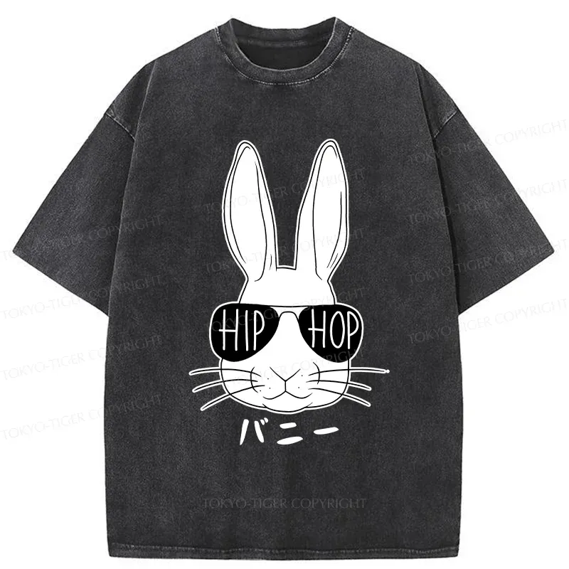 Tokyo-Tiger Hiphop Easter Bunny Washed T-Shirt