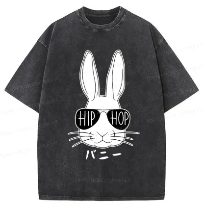 Tokyo-Tiger Hiphop Easter Bunny Washed T-Shirt