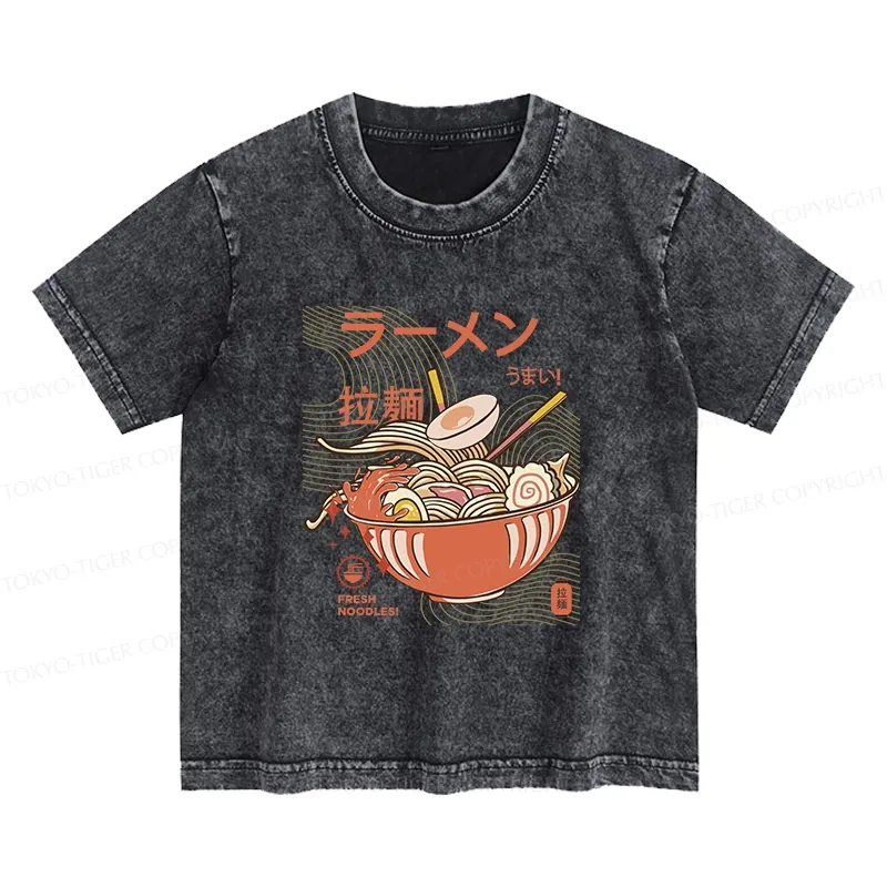 Tokyo-Tiger Fresh Ramen Noodles Kids Washed T-Shirt Sale