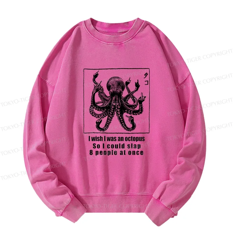 Tokyo-Tiger I Wish I Was An Octopus Japan Washed Sweatshirt Sale