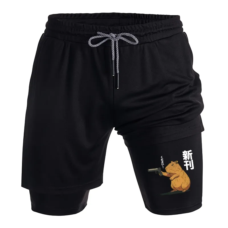Tokyo-Tiger Capybara Holding A Gun Training Shorts