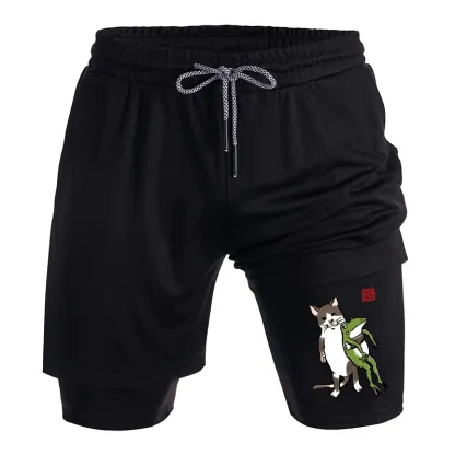 Tokyo-Tiger Cat Holding A Frog Training Shorts