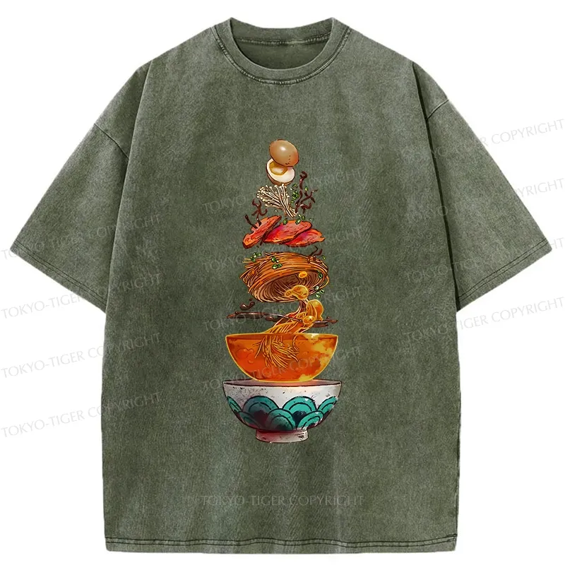 Tokyo-Tiger Funny Ramen Layers Washed T-Shirt