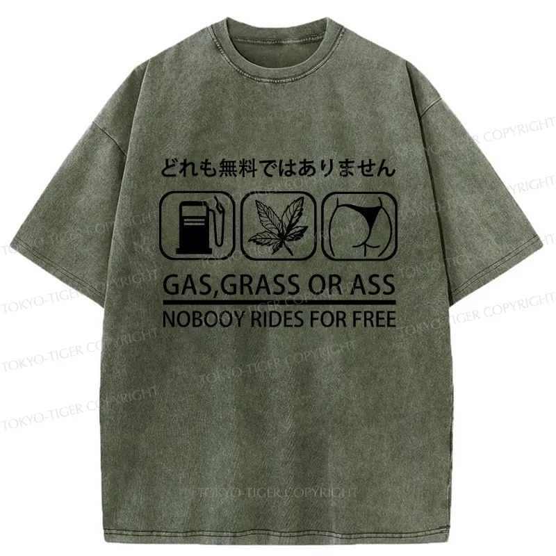 Tokyo-Tiger Nobody Rides For Free Washed T-Shirt
