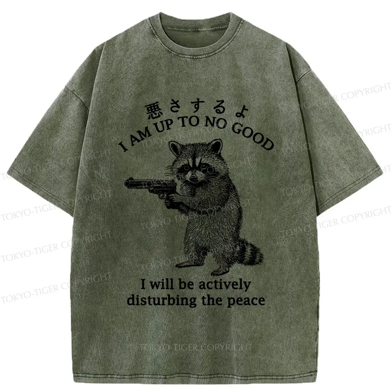 Tokyo-Tiger Raccoon Disturbing The Peace Washed T-Shirt