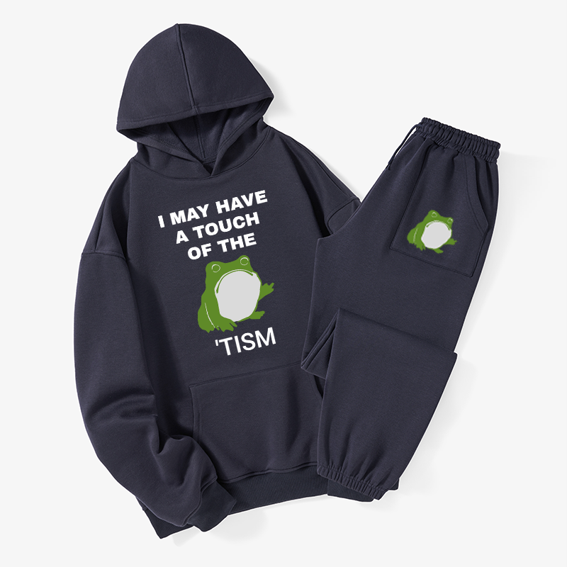 Tokyo-Tiger Funny Frog Flipping The Bird Fleece Lined Hoodie Set