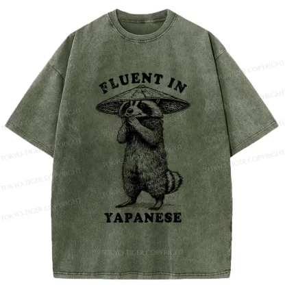 Tokyo-Tiger Funny Fluent In Yapanese Washed T-Shirt