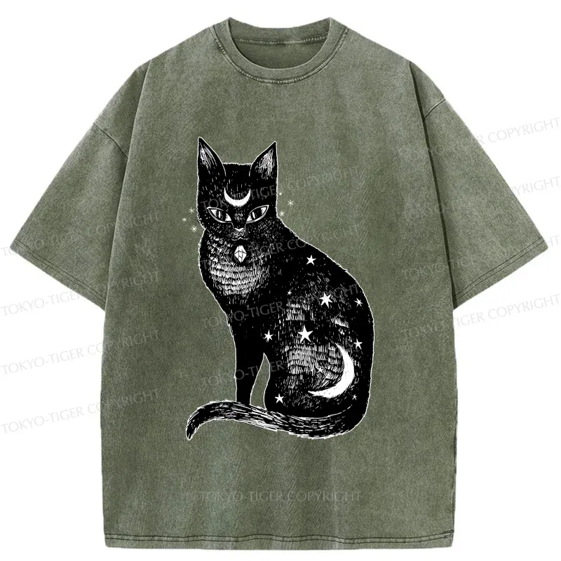 Tokyo-Tiger Ghost Black Cat Washed T-Shirt
