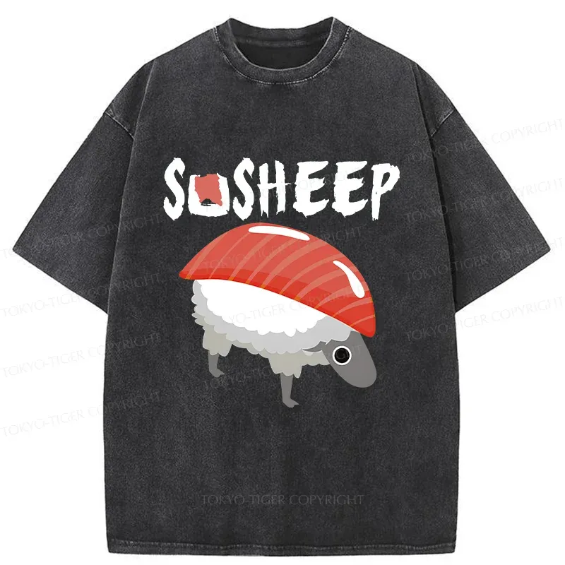 Tokyo-Tiger Sushi Sheep Washed T-Shirt