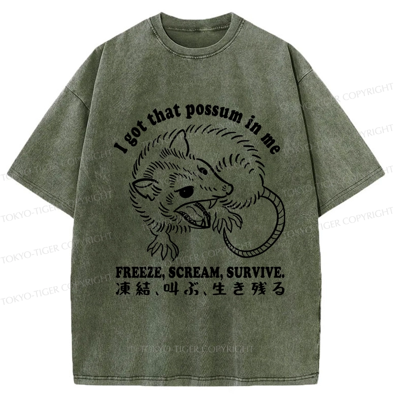Tokyo-Tiger I Got That Possum In Me Washed T-Shirt