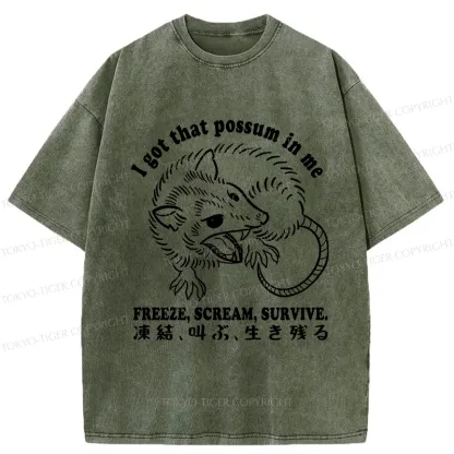 Tokyo-Tiger I Got That Possum In Me Washed T-Shirt