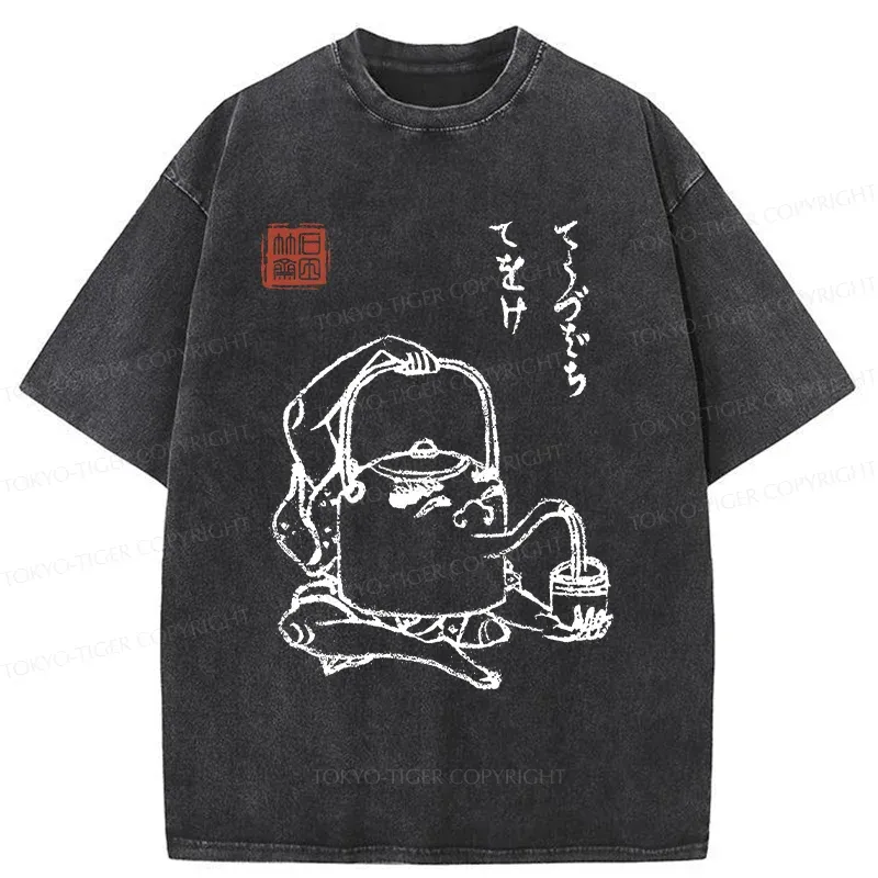 Tokyo-Tiger Kettle Monster Washed T-Shirt