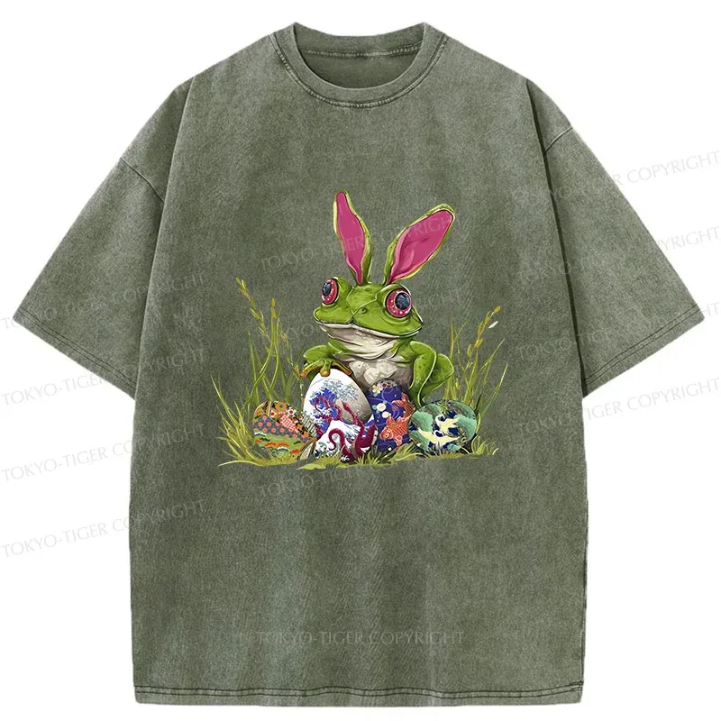 Tokyo-Tiger Easter Frog Funny Washed T-Shirt