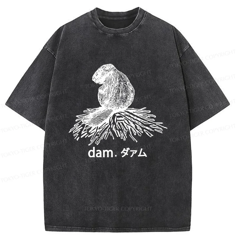 Tokyo-Tiger Otter Builds Dam Washed T-Shirt
