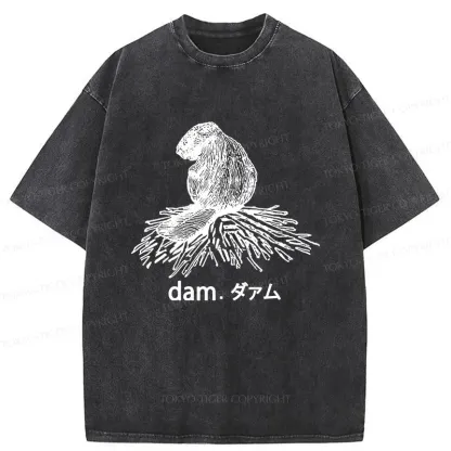Tokyo-Tiger Otter Builds Dam Washed T-Shirt