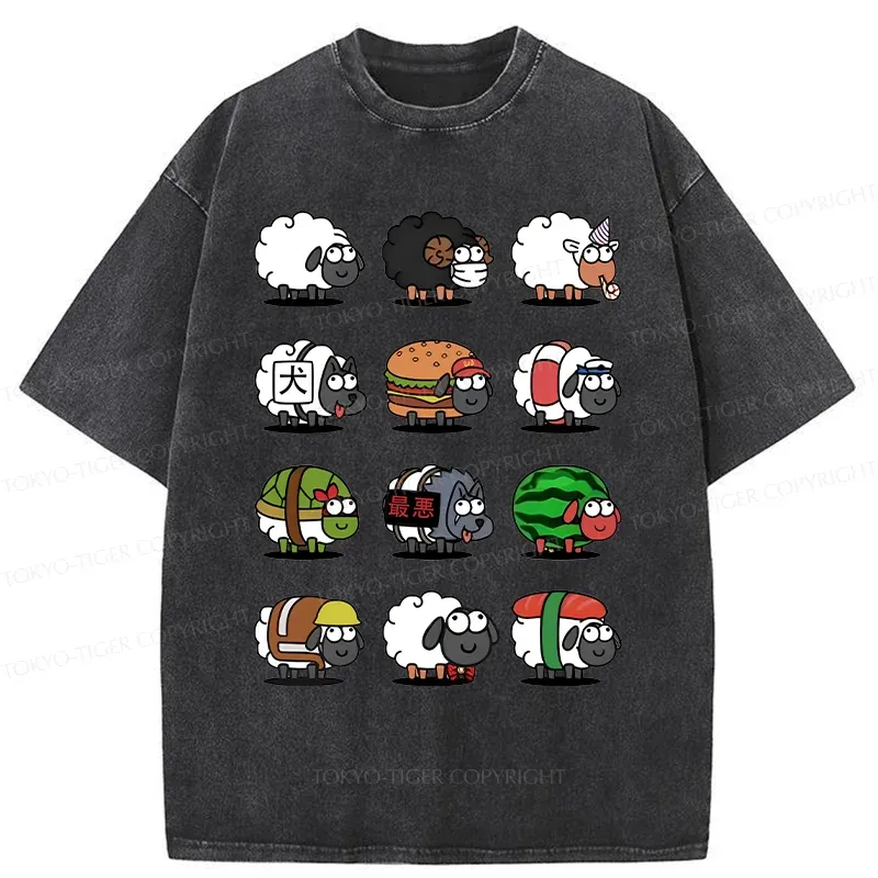 Tokyo-Tiger Various Kinds Of Sheep Washed T-Shirt
