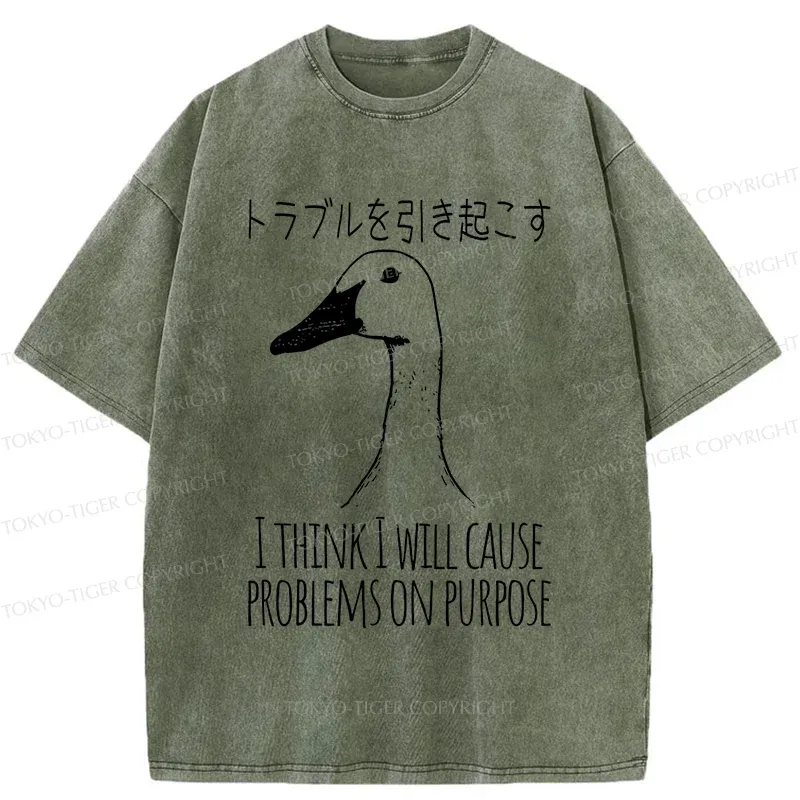 Tokyo-Tiger Silly Goose Funny Washed T-Shirt