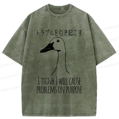 Tokyo-Tiger Silly Goose Funny Washed T-Shirt