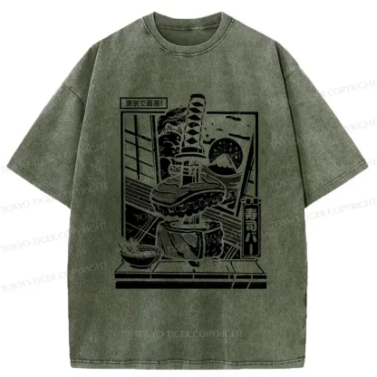 Tokyo-Tiger Best Sushi Bar In Tokyo Washed T-Shirt