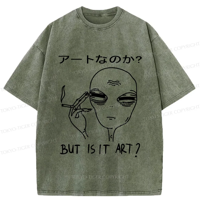 Tokyo-Tiger Alien Irony Funny Washed T-Shirt