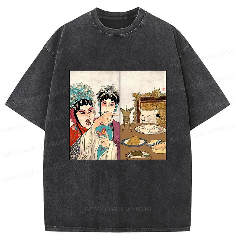 Tokyo-Tiger Asian Traditions Funny Washed T-Shirt