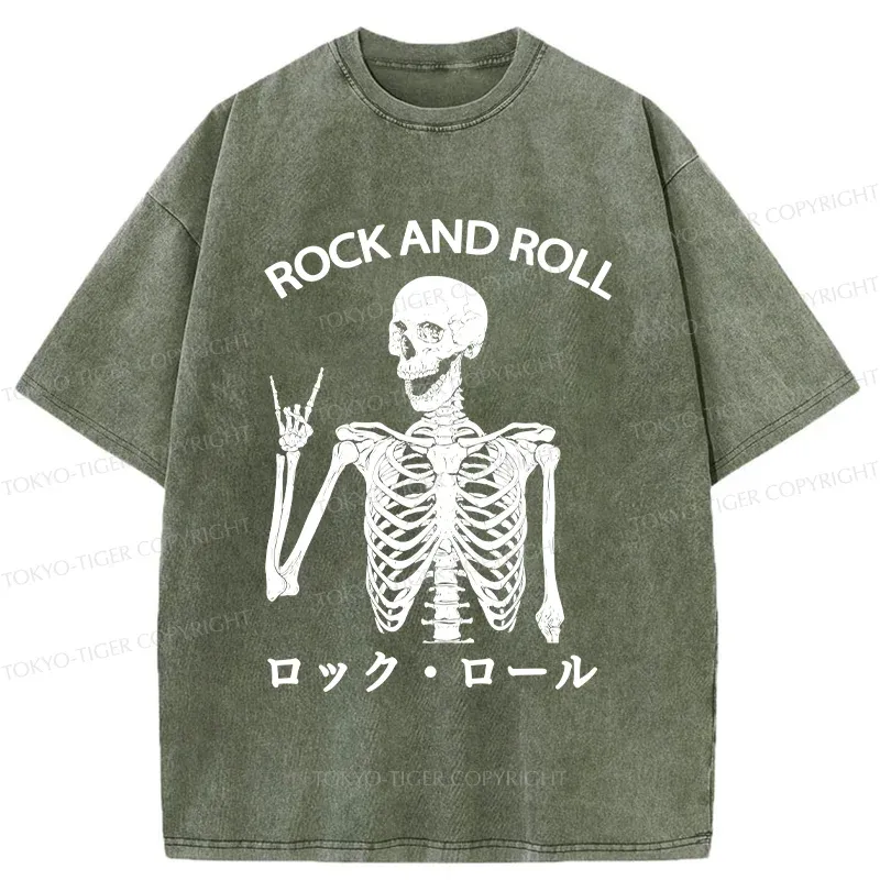 Tokyo-Tiger Rock Skull Washed T-Shirt