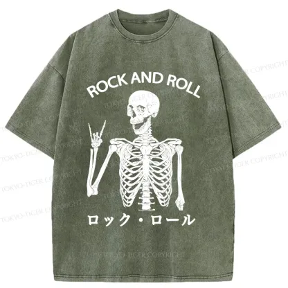 Tokyo-Tiger Rock Skull Washed T-Shirt