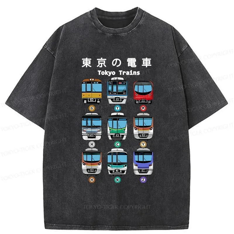 Tokyo-Tiger Tokyo Train Japan Washed T-Shirt