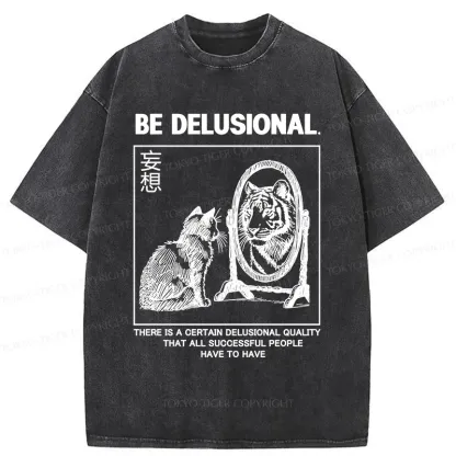 Tokyo-Tiger Cat's Delusion Funny Washed T-Shirt