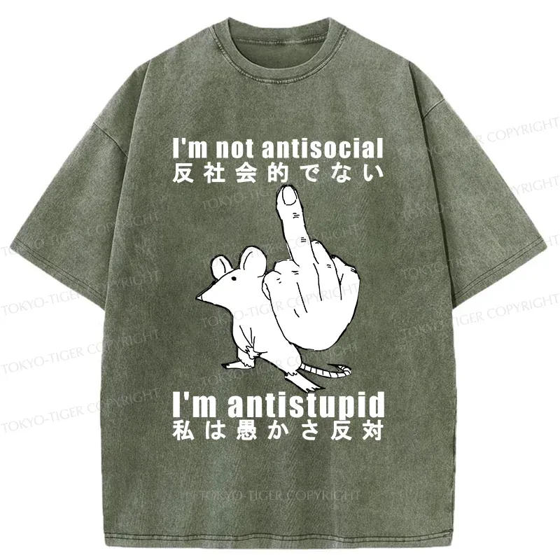 Tokyo-Tiger Anti-stupid Mouse Washed T-Shirt
