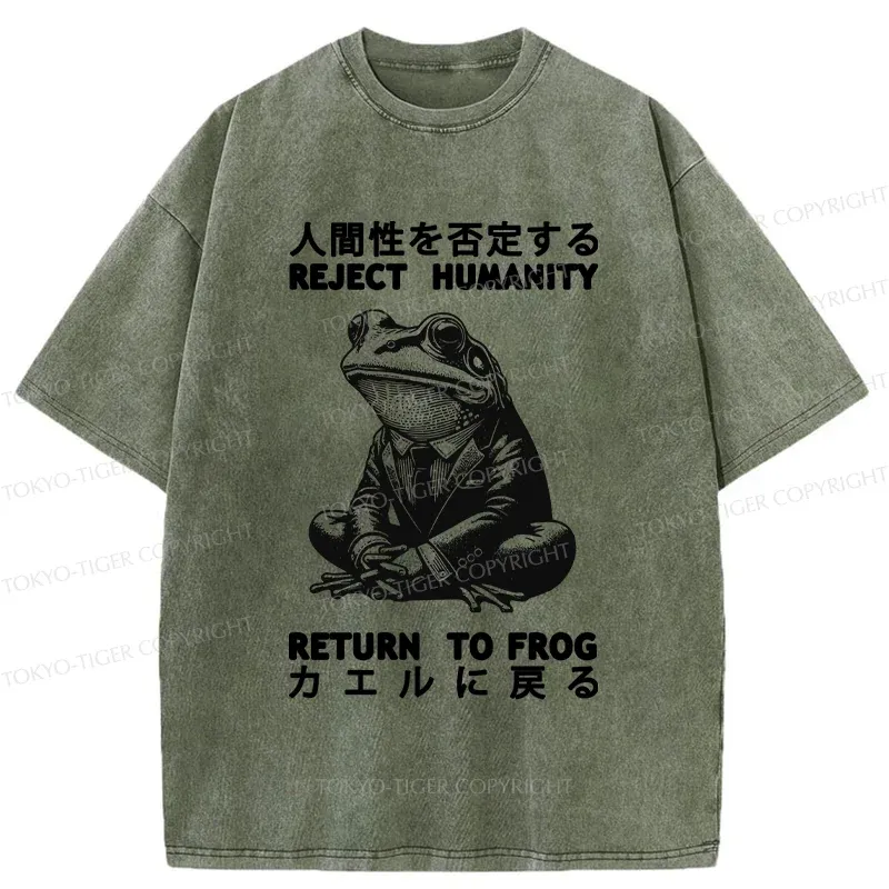 Tokyo-Tiger Reject Humanity Work Frog Washed T-Shirt