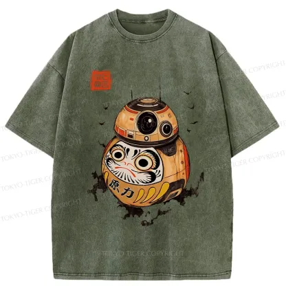 Tokyo-Tiger Daruma Robot Washed T-Shirt
