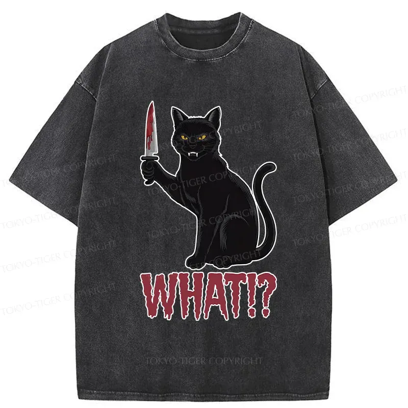Tokyo-Tiger Fierce Black Cat Washed T-Shirt