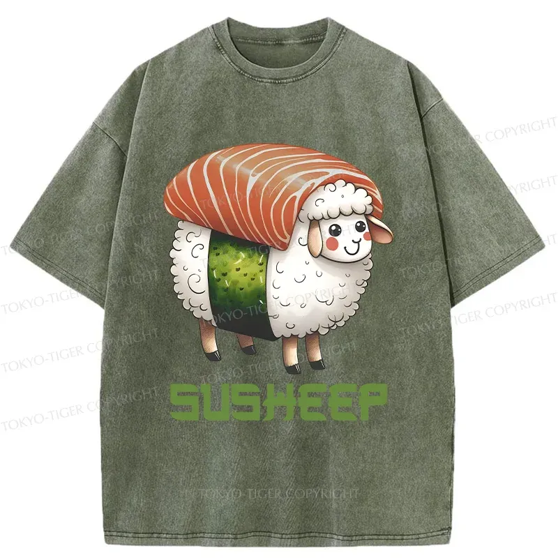 Tokyo-Tiger Susheep Funny Washed T-Shirt