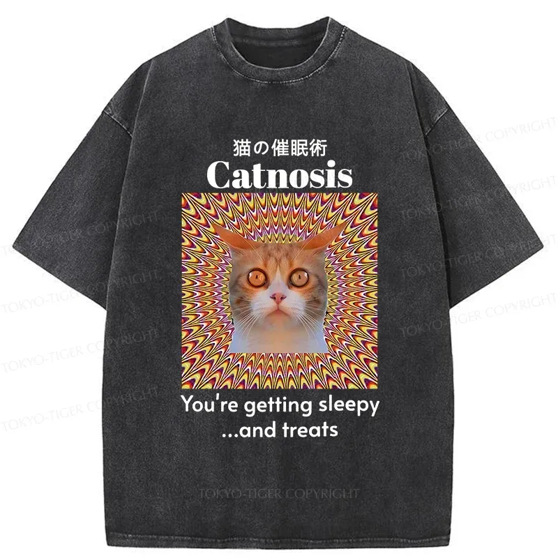 Tokyo-Tiger Hypnotist Cat Washed T-Shirt