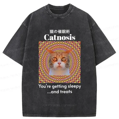 Tokyo-Tiger Hypnotist Cat Washed T-Shirt