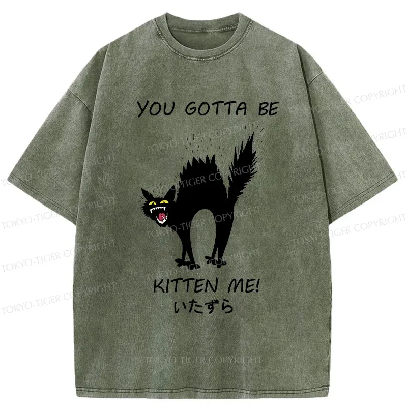 Tokyo-Tiger Cat Being Teased Washed T-Shirt