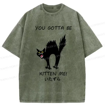 Tokyo-Tiger Cat Being Teased Washed T-Shirt