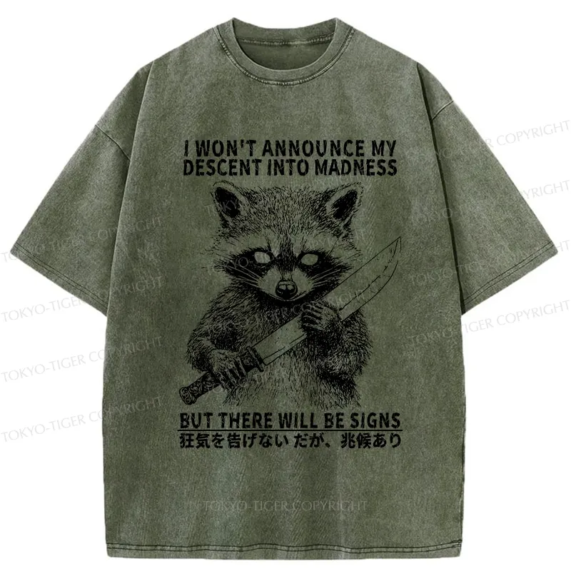 Tokyo-Tiger Raccoon Goes Into Madness Washed T-Shirt