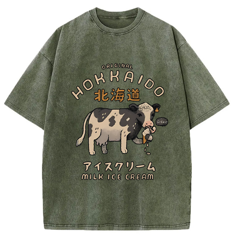 Tokyo-Tiger Cow Ice Cream Washed T-Shirt