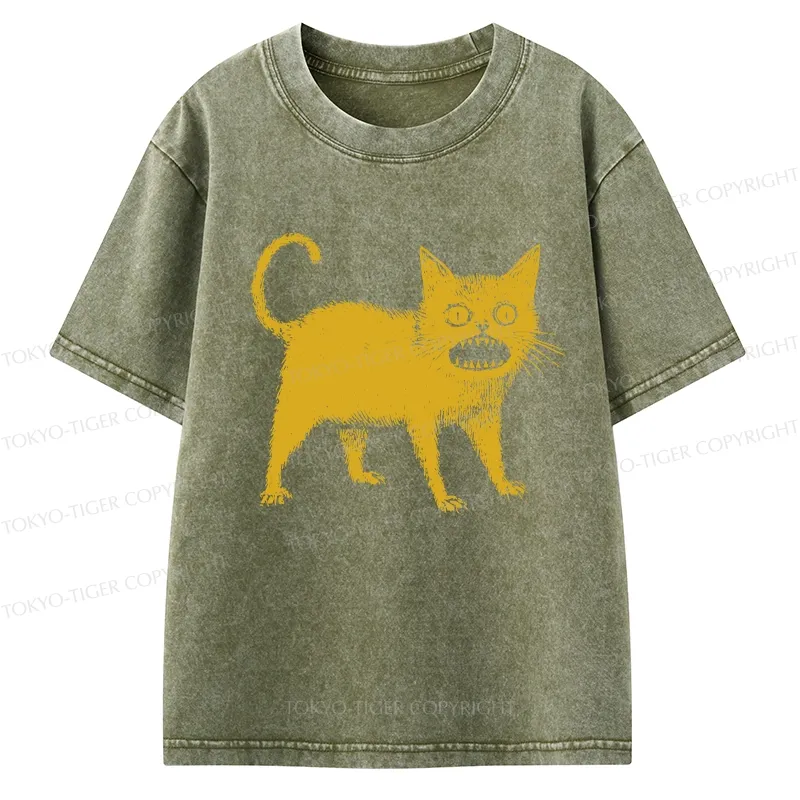 Tokyo-Tiger Horrible Japanese Cat Kids Washed T-Shirt