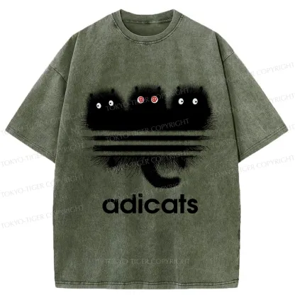 Tokyo-Tiger Funny Adicats Washed T-Shirt