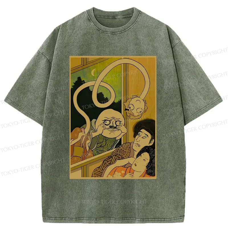 Tokyo-Tiger Scary Japanese Monster Washed T-Shirt