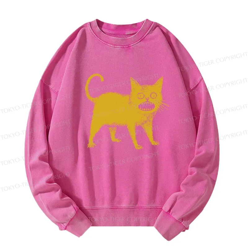 Tokyo-Tiger Horrible Japanese Cat Washed Sweatshirt