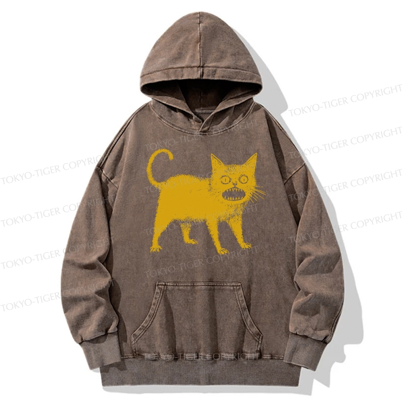 Tokyo-Tiger Horrible Japanese Cat Washed Hoodie