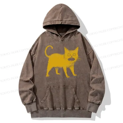 Tokyo-Tiger Horrible Japanese Cat Washed Hoodie