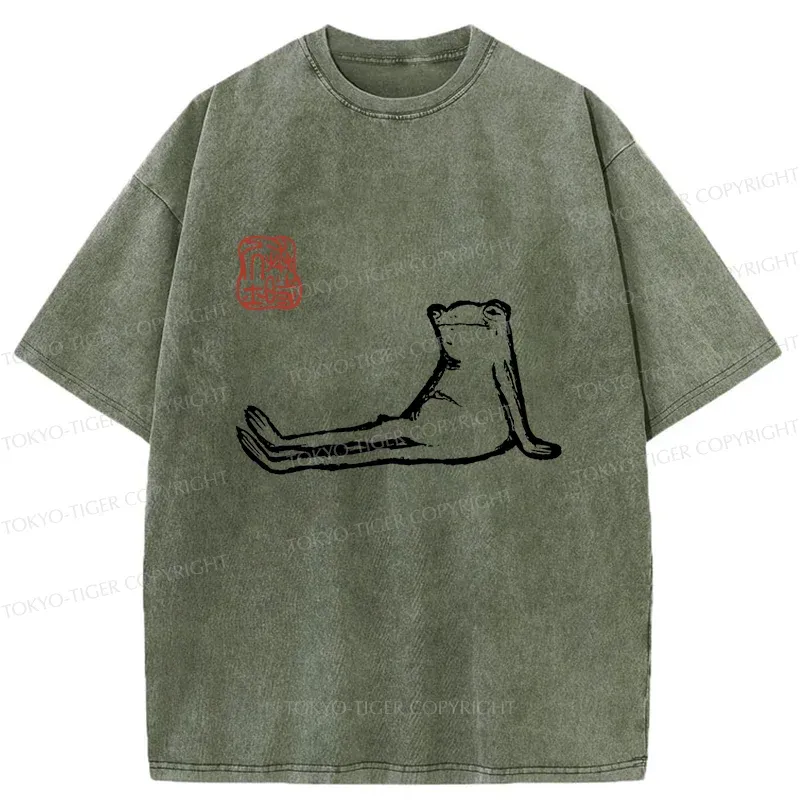 Tokyo-Tiger Resting Frog Washed T-Shirt