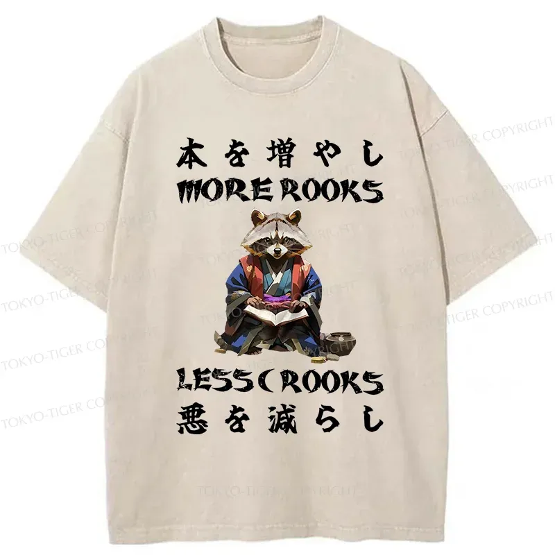 Tokyo-Tiger More Books Less Crooks Washed T-Shirt