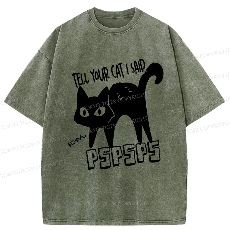 Tokyo-Tiger Attract Cats Washed T-Shirt