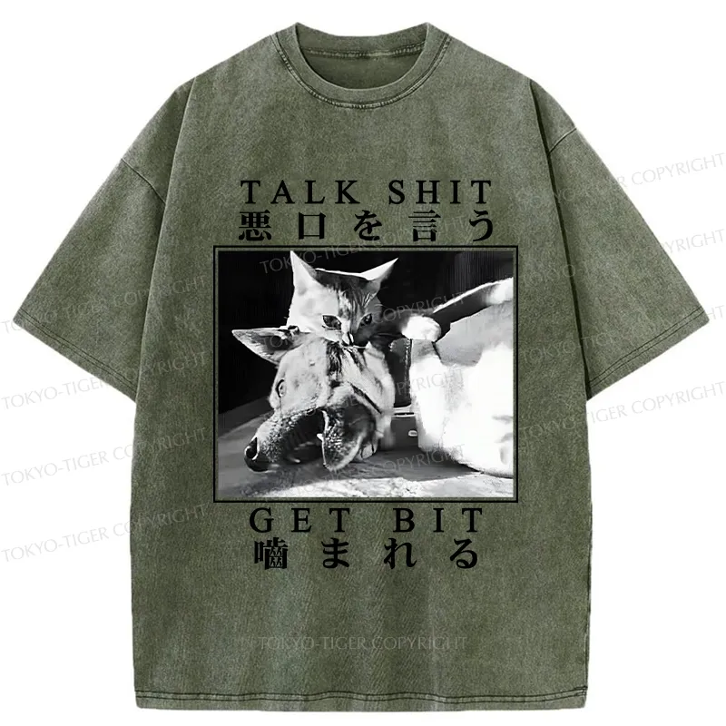 Tokyo-Tiger Talk Shit Get Bit Washed T-Shirt